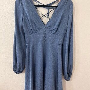 Elegant chic 90’s Long Sleeve Deep V Dress size M